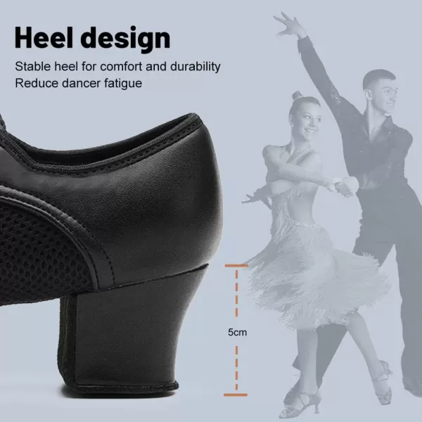 JUODVMP Women amp Men Latin Dance Shoes Practice Tie Up Closed Toe Standard Ballroom Teaching Performance Dance ShoesModel LHDNJBBlack5cmsuede Split Sole2801gw