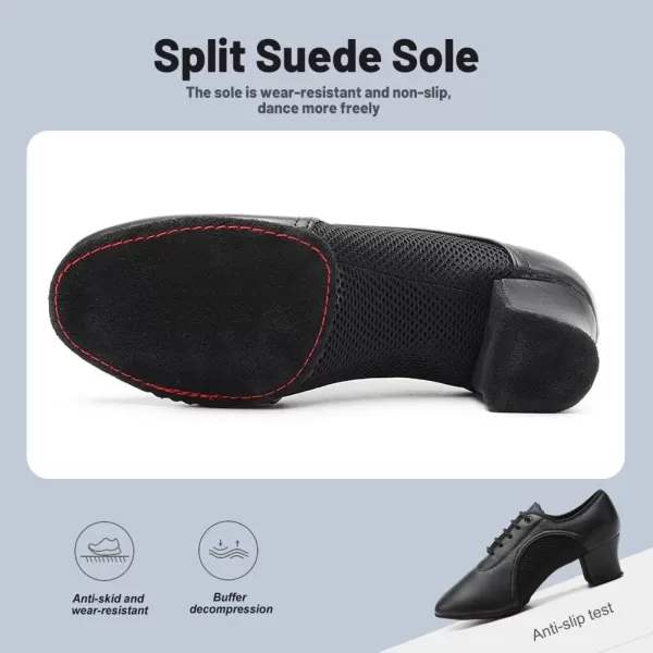 JUODVMP Women amp Men Latin Dance Shoes Practice Tie Up Closed Toe Standard Ballroom Teaching Performance Dance ShoesModel LHDNJBBlack5cmsuede Split Sole2801gw