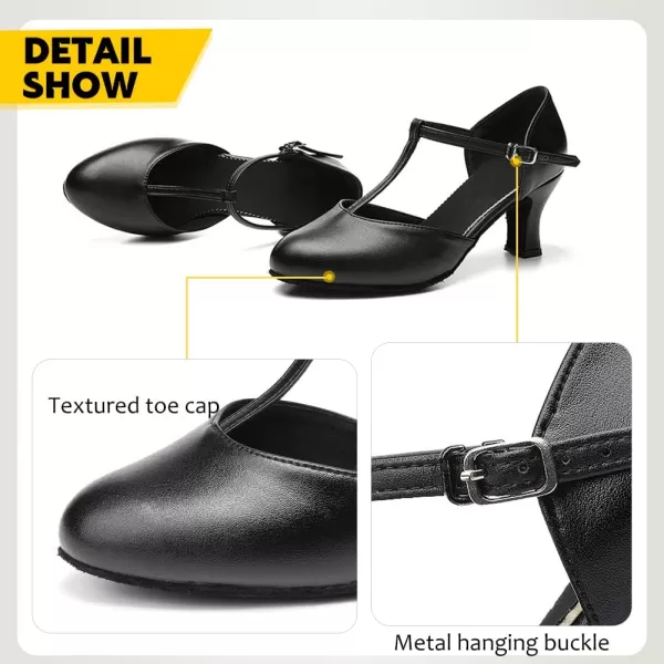 JUODVMP Womens Professional Latin Ballroom Dance Shoes Closed Toe Ladies TStrap Modern Dance Pump Shoes Model YCL272Black