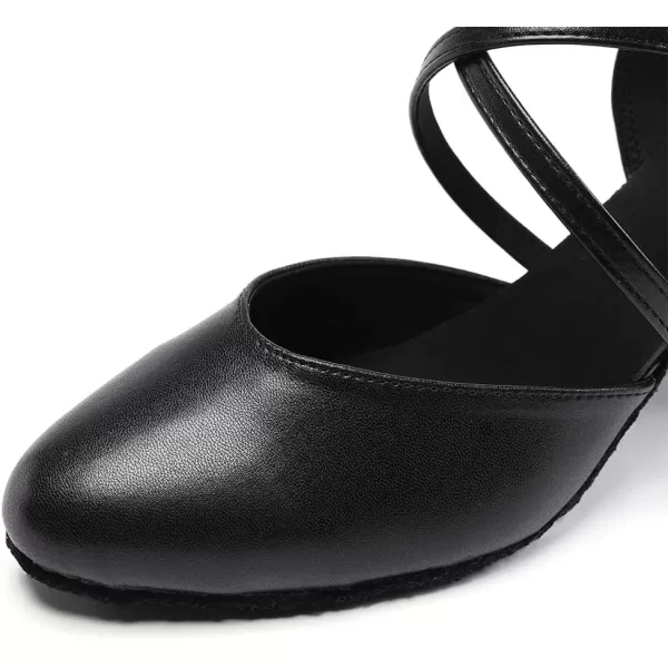 JUODVMP Womens Professional Latin Ballroom Dance Shoes Closed Toe Ladies TStrap Modern Dance Pump Shoes Model YCL272L188black17heelsuede Sole