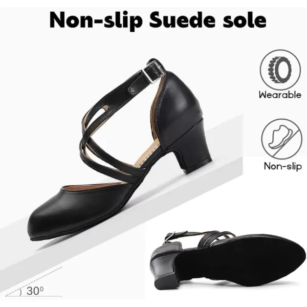 JUODVMP Womens Professional Latin Ballroom Dance Shoes Closed Toe Ladies TStrap Modern Dance Pump Shoes Model YCL272L7161black15 Inch Heel