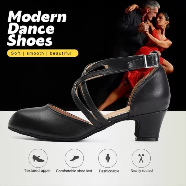 JUODVMP Womens Professional Latin Ballroom Dance Shoes Closed Toe Ladies TStrap Modern Dance Pump Shoes Model YCL272L7161black15 Inch Heel