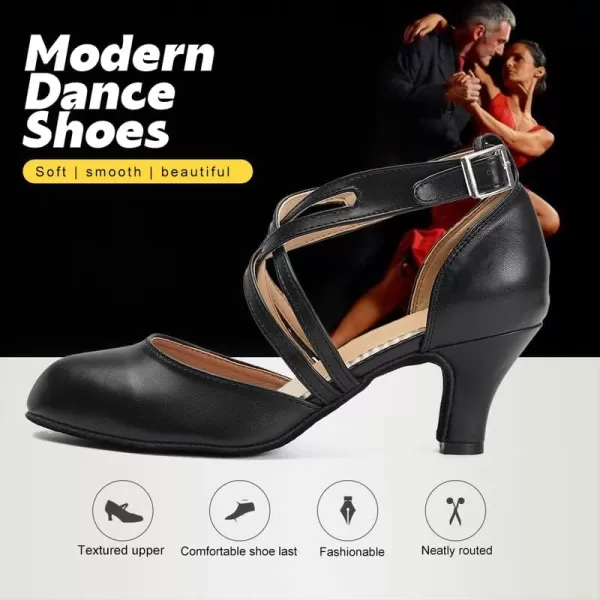 JUODVMP Womens Professional Latin Ballroom Dance Shoes Closed Toe Ladies TStrap Modern Dance Pump Shoes Model YCL272L7161black23 Inch Heel