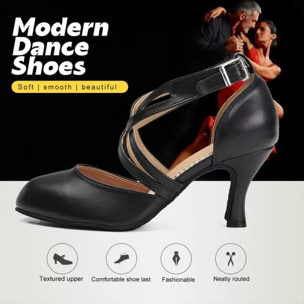 JUODVMP Womens Professional Latin Ballroom Dance Shoes Closed Toe Ladies TStrap Modern Dance Pump Shoes Model YCL272L7161black3 Inch Heel