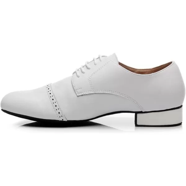 JUODVMP Mens Latin Dance Shoes Breathable 1 Standard Heel Leather Ballroom Tango Dancing Shoes Model 401Qjw9010whitesuede Full Sole