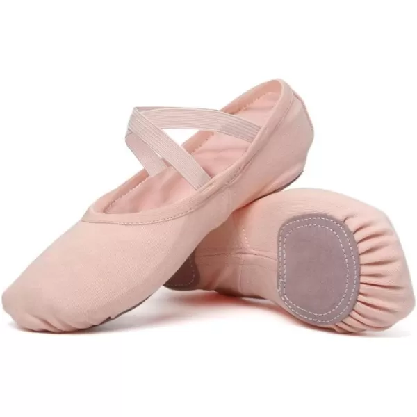 JUODVMP Stretch Canvas Ballet Shoes for GirlsToddlersKidsWomen Ballet Slippers Ballet Flats Yoga Dance ShoesModel TJBLPink