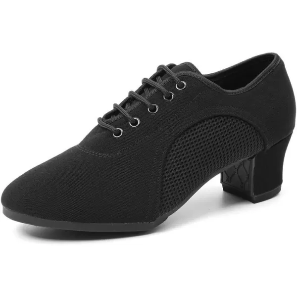 JUODVMP Women amp Men Latin Dance Shoes Practice Tie Up Closed Toe Standard Ballroom Teaching Performance Dance ShoesModel LHDNJBBlack5cmrubber Full Sole2805
