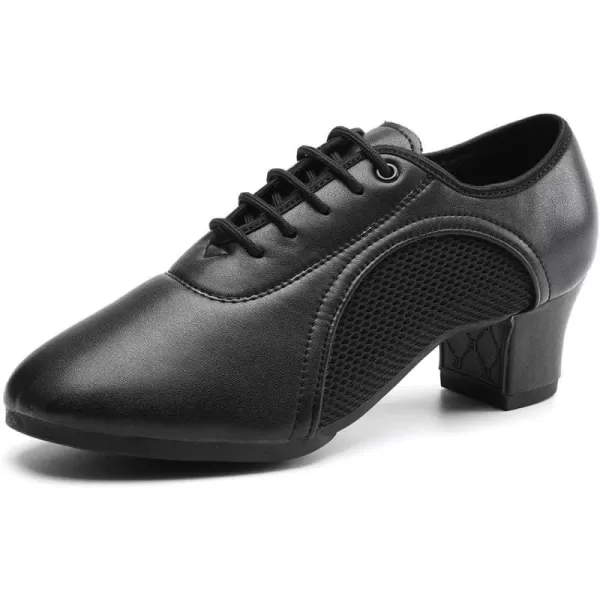 JUODVMP Women amp Men Latin Dance Shoes Practice Tie Up Closed Toe Standard Ballroom Teaching Performance Dance ShoesModel LHDNJBBlack5cmrubber Full Sole2801gw