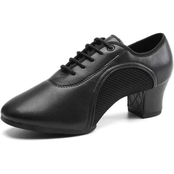 JUODVMP Women amp Men Latin Dance Shoes Practice Tie Up Closed Toe Standard Ballroom Teaching Performance Dance ShoesModel LHDNJBBlack5cmrubber Split Sole2801gw