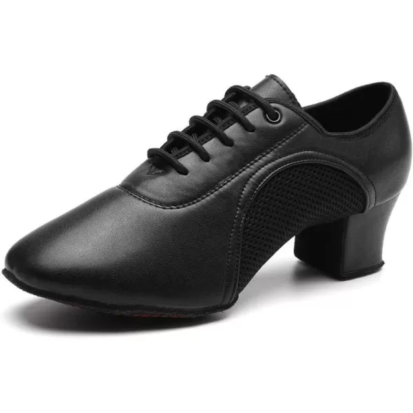 JUODVMP Women amp Men Latin Dance Shoes Practice Tie Up Closed Toe Standard Ballroom Teaching Performance Dance ShoesModel LHDNJBBlack5cmsuede Split Sole2801gw