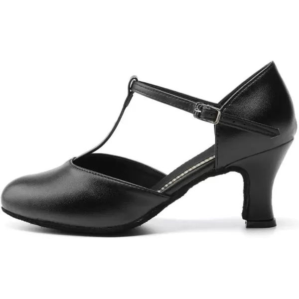 JUODVMP Womens Professional Latin Ballroom Dance Shoes Closed Toe Ladies TStrap Modern Dance Pump Shoes Model YCL272Black236inch Heelkm301