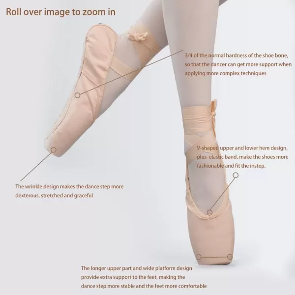 JUODVMP Ballet Pointe Shoes for Girls and Women SatinCanvas Professional Ballet Dance Shoes with Ribbon and Toe PadsModel TJZJBLPinkfm