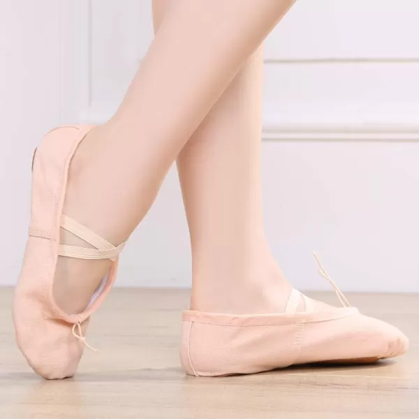 JUODVMP Ballet Shoes Girls Canvas Ballet Slipper Ballet Shoe Yoga Dance Shoe for KidsModel CMJJPSZBLChampagne