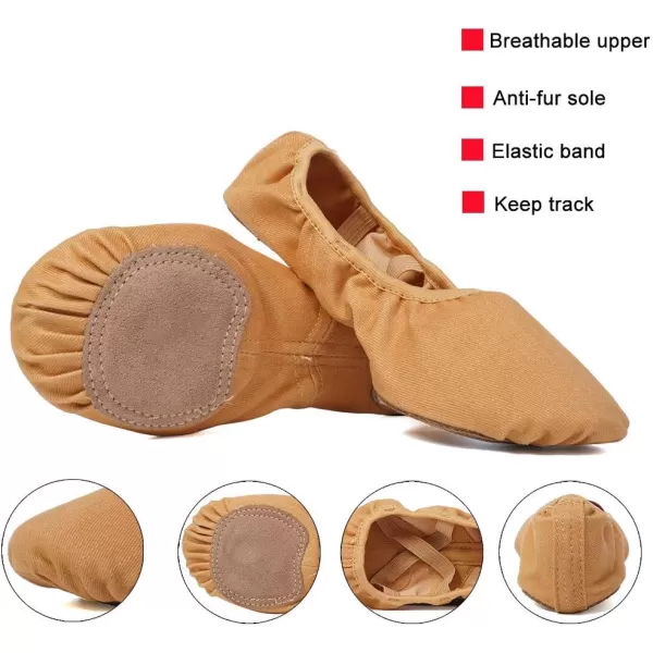 JUODVMP Stretch Canvas Ballet Shoes for GirlsToddlersKidsWomen Ballet Slippers Ballet Flats Yoga Dance ShoesModel TJBLYellow