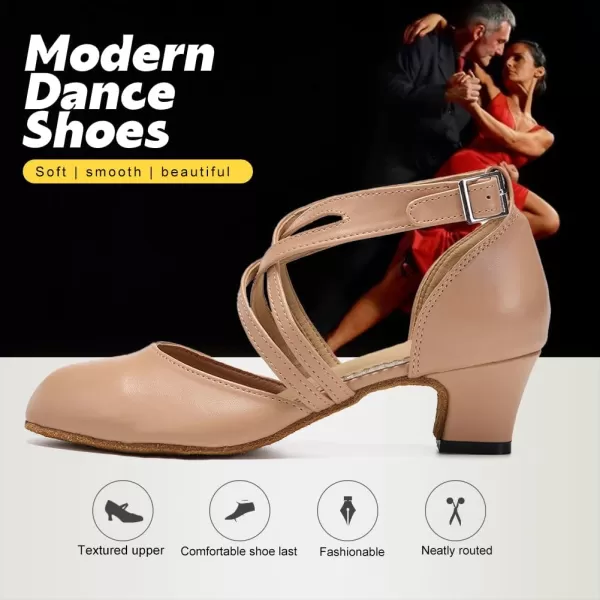 JUODVMP Womens Professional Latin Ballroom Dance Shoes Closed Toe Ladies TStrap Modern Dance Pump Shoes Model YCL272L7161nude15 Inch Heel