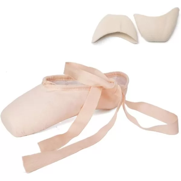 JUODVMP Ballet Pointe Shoes for Girls and Women SatinCanvas Professional Ballet Dance Shoes with Ribbon and Toe PadsModel TJZJBLPinkfm