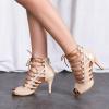 imageJUODVMP Women Latin Dance Shoes Cross Straps Stiletto Heel peep Toe Ballroom ChaCha High Heel Dance Shoes Model YCL552Ycl552beige33 Heelzg428r