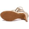 imageJUODVMP Women Latin Dance Shoes Cross Straps Stiletto Heel peep Toe Ballroom ChaCha High Heel Dance Shoes Model YCL552Ycl554beige33 Heelzg428