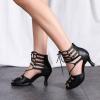 imageJUODVMP Women Latin Dance Shoes Cross Straps Stiletto Heel peep Toe Ballroom ChaCha High Heel Dance Shoes Model YCL552Ycl554black3 Heel
