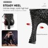 imageJUODVMP Women Rhinestone Ballroom Dance Shoes Latin Satin Salsa Performance Dance Shoes Model YCL429Black35 Heel