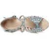 imageJUODVMP Women Rhinestone Ballroom Dance Shoes Latin Satin Salsa Performance Dance Shoes Model YCL429Blue35 Heel