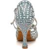 imageJUODVMP Women Rhinestone Ballroom Dance Shoes Latin Satin Salsa Performance Dance Shoes Model YCL429Blue35 Heel