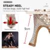 imageJUODVMP Women Rhinestone Ballroom Dance Shoes Latin Satin Salsa Performance Dance Shoes Model YCL429Nude35 Heel