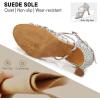 imageJUODVMP Women Rhinestone Ballroom Dance Shoes Latin Satin Salsa Performance Dance Shoes Model YCL429White35 Heel