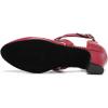 imageJUODVMP Womens Ballroom Dance Shoes Leather Pumps for Women Cross Strap Character Dance ShoesSuede SoleL7161red15 Inch Heel