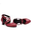 imageJUODVMP Womens Ballroom Dance Shoes Leather Pumps for Women Cross Strap Character Dance ShoesSuede SoleL7161red15 Inch Heel