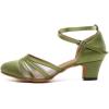 imageJUODVMP Womens Closed Toe Dance Heels Green Satin Latin Ballroom Dance Shoes for Wedding Party Model YCL189Green175 Inchycl189