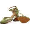 imageJUODVMP Womens Closed Toe Dance Heels Green Satin Latin Ballroom Dance Shoes for Wedding Party Model YCL189Green175 Inchycl189