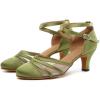 imageJUODVMP Womens Closed Toe Dance Heels Green Satin Latin Ballroom Dance Shoes for Wedding Party Model YCL189Green236 Inchycl189