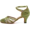 imageJUODVMP Womens Closed Toe Dance Heels Green Satin Latin Ballroom Dance Shoes for Wedding Party Model YCL189Green236 Inchycl189
