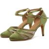 imageJUODVMP Womens Closed Toe Dance Heels Green Satin Latin Ballroom Dance Shoes for Wedding Party Model YCL189Green33 Inchycl189