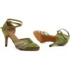 imageJUODVMP Womens Closed Toe Dance Heels Green Satin Latin Ballroom Dance Shoes for Wedding Party Model YCL189Green33 Inchycl189
