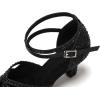 imageJUODVMP Womens Latin Dance Shoes Rhinestones Satin Ballroom Dancing Shoes Salsa Professional Dance ShoesBlack23 Heel