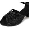 imageJUODVMP Womens Latin Dance Shoes Rhinestones Satin Ballroom Dancing Shoes Salsa Professional Dance ShoesBlack23 Heel