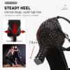 imageJUODVMP Womens Latin Dance Shoes Rhinestones Satin Ballroom Dancing Shoes Salsa Professional Dance ShoesBlack3 Heel