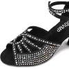 imageJUODVMP Womens Latin Dance Shoes Rhinestones Satin Ballroom Dancing Shoes Salsa Professional Dance ShoesBlackcz3 Heel