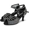 imageJUODVMP Womens Latin Dance Shoes Rhinestones Satin Ballroom Dancing Shoes Salsa Professional Dance ShoesBlackcz3 Heel