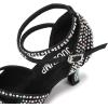 imageJUODVMP Womens Latin Dance Shoes Rhinestones Satin Ballroom Dancing Shoes Salsa Professional Dance ShoesBlackcz3 Heel