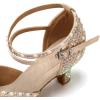 imageJUODVMP Womens Latin Dance Shoes Rhinestones Satin Ballroom Dancing Shoes Salsa Professional Dance ShoesNude23 Heel