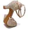 imageJUODVMP Womens Latin Dance Shoes Rhinestones Satin Ballroom Dancing Shoes Salsa Professional Dance ShoesNude23 Heel