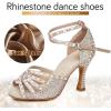 imageJUODVMP Womens Latin Dance Shoes Rhinestones Satin Ballroom Dancing Shoes Salsa Professional Dance ShoesNude3 Heel