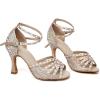 imageJUODVMP Womens Latin Dance Shoes Rhinestones Satin Ballroom Dancing Shoes Salsa Professional Dance ShoesNude3 Heel