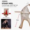 imageJUODVMP Womens Latin Dance Shoes Rhinestones Satin Ballroom Dancing Shoes Salsa Professional Dance ShoesNude35 Heel