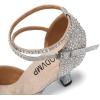 imageJUODVMP Womens Latin Dance Shoes Rhinestones Satin Ballroom Dancing Shoes Salsa Professional Dance ShoesSilver35 Heel