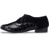 imageJUODVMP Mens Latin Dance Shoes Breathable 1quot Standard Heel Leather Ballroom Tango Dancing Shoes Model 401Ycl145blacksuede Full Sole