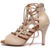 imageJUODVMP Women Latin Dance Shoes Cross Straps Stiletto Heel peep Toe Ballroom ChaCha High Heel Dance Shoes Model YCL552Ycl552beige33 Heelzg428r